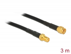 89424 Delock Antenna Cable RP-SMA plug > RP-SMA jack CFD/RF200 3 m low loss 