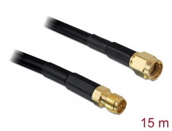 89434 Delock Antenna Cable RP-SMA Plug > RP-SMA Jack CFD/RF200 15 m low loss