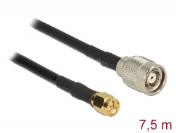 89512 Delock Cablu de antenă cu mufă RP-TNC tată > SMA tată RG-58 C/U 7,5 m