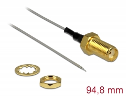 89600 Delock Antenna Cable SMA jack bulkhead > open end tinned 1.37 94.8 mm, thread length 10 mm