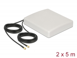 89890 Delock LTE MIMO Antenna 2 x SMA Plug 8 dBi directional with connection cable RG-58 5 m white outdoor