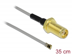 90403 Delock Antennenkabel SMA Buchse zum Einbau zu I-PEX Inc., MHF® 4L Stecker 1.37 35 cm Gewindelänge 10 mm