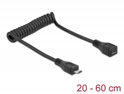 83249 Delock Kabel USB micro-B Verlängerung Stecker / Buchse Spiralkabel