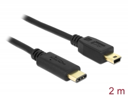 83336 Delock Kabel USB Type-C™ 2.0 Stecker > USB 2.0 Typ Mini-B Stecker 2,0 m schwarz