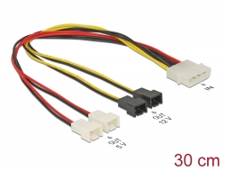 83343 Delock Cable power Molex 4 pin male > 4 x 2 pin fan