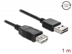 83370 Delock Produžni kabel EASY-USB 2.0 Tipa-A muški > USB 2.0 Tipa-A, ženski crna 1 m
