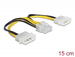 83410 Delock Cablu de alimentare 2 x 4-pin Molex tată > EPS, 8 pini, tată 15 cm
