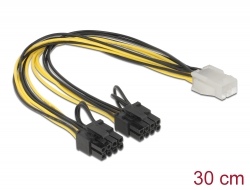 83433 Delock PCI Express kabel zasilający 6-pinowe żeński > 2 x 8-pinowe męski 30 cm