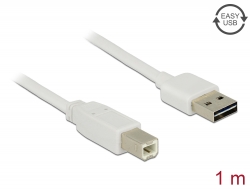 83686 Delock Kábel, EASY-USB 2.0-s A-típusú csatlakozódugó > USB 2.0-s B-típusú csatlakozódugó, 1 m, fehér