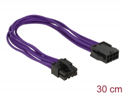83702 Delock Extension Power cable 8 pin EPS male > 8 pin EPS female textile shielding purple