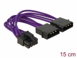 83703 Delock Power Cable 8 pin EPS > 2 x 4 pin textile shielding purple