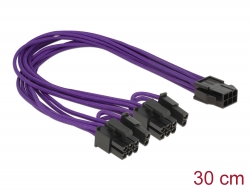 83704 Delock Power Cable PCI Express 6 pin female > 2 x 8 pin male textile shielding purple