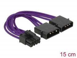 83705 Delock Stromkabel PCI Express 8 Pin Stecker > 2 x 4 Pin Stecker Textilummantelung violett 