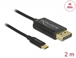 83710 Delock Cablu USB Type-C la DisplayPort (DP Alt Mode) 4 K 60 Hz 2 m coaxial