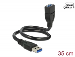83714 Delock Cablu USB 3.0 Tip-A tată > USB 3.0 Tip-A mamă ShapeCable 0,35 m