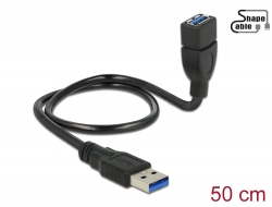 83715 Delock Kabel USB 3.0 A Stecker > USB 3.0 A Buchse ShapeCable 0,5 m