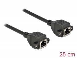 87006 Delock Cablu extensie de rețea S FTP RJ45 mamă la RJ45 mamă Cat.6A, 25 cm, negru 