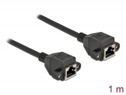 87009 Delock Prodlužovací síťový kabel, ze zásuvky S/FTP RJ45 na zástrčku RJ45, Cat.6A, délka 1 m, černý