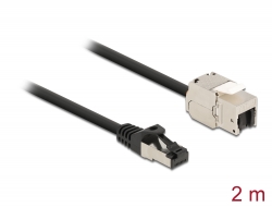 87028 Delock Cable RJ45 plug to Keystone Module RJ45 jack Cat.6A 2 m black