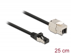 87022 Delock Cable RJ45 plug to Keystone Module RJ45 jack Cat.6A 25 cm black 