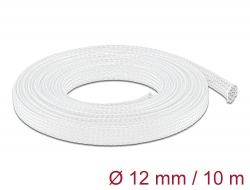 20804 Delock Protažitelné pletené opláštění, 10 m x 12 mm, bílá