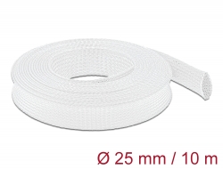20806 Delock Protažitelné pletené opláštění, 10 m x 25 mm, bílá
