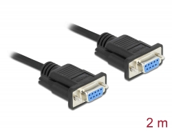 87785 Delock Câble de série RS-232 D-Sub 9, femelle à femelle, faux modem avec logement de fiche étroit - contrôle auto CTS / RTS - 2 m