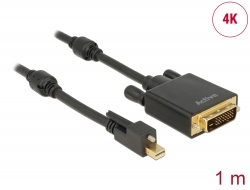 83725 Delock Cable mini DisplayPort 1.2 macho con tornillo > DVI macho 4K activo negro 1 m
