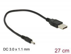 83793 Delock Cable USB Type-A Plug Power > DC 3.0 x 1.1 mm male 27 cm