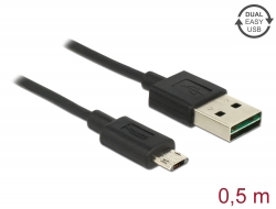 83845 Delock Kabel EASY-USB 2.0 Typ-A Stecker > EASY-USB 2.0 Typ Micro-B Stecker 0,5 m schwarz