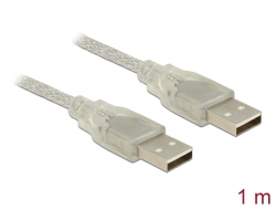 83887 Delock USB 2.0-s kábel A-típusú csatlakozódugóval > USB 2.0-s, A-típusú csatlakozódugóval, 1 m, áttetsző