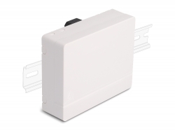 87141 Delock Caja de conexión de fibra óptica para carril DIN 4 x SC Simplex o LC Duplex blanco