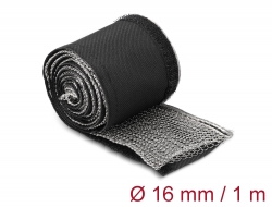 20840 Delock EMI Shielding braided sleeve with hook-and-loop fastener heat resistant 1 m x 16 mm black 