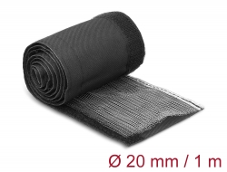 20841 Delock EMI Shielding braided sleeve with hook-and-loop fastener heat resistant 1 m x 20 mm black