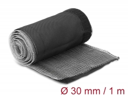 20843 Delock EMI Shielding braided sleeve with hook-and-loop fastener heat resistant 1 m x 30 mm black