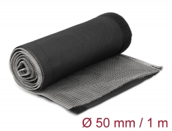 20844 Delock EMI Shielding braided sleeve with hook-and-loop fastener heat resistant 1 m x 50 mm black