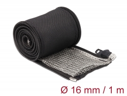 20845 Delock EMI Shielding braided sleeve with zip heat resistant 1 m x 16 mm black