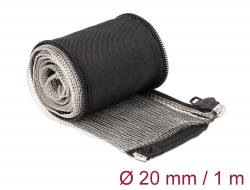 20846 Delock EMI Shielding braided sleeve with zip heat resistant 1 m x 20 mm black