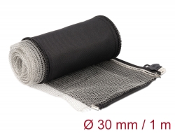 20848 Delock EMI Shielding braided sleeve with zip heat resistant 1 m x 30 mm black