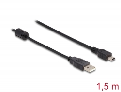 82252 Delock USB 2.0-kabel, Typ-A hane > USB 2.0 Mini-B hane, 1,5 m svart