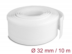 20820 Delock Braided Sleeving with Hook-and-Loop Fastener 10 m x 32 mm white