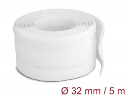 20818 Delock Braided Sleeving with Hook-and-Loop Fastener 5 m x 32 mm white