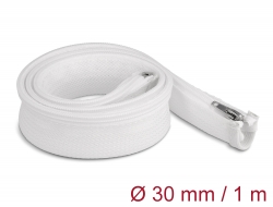 20822 Delock Braided Sleeve with zip fastener heat-resistant 1 m x 30 mm white