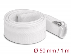 20823 Delock Braided Sleeve with zip fastener heat-resistant 1 m x 50 mm white