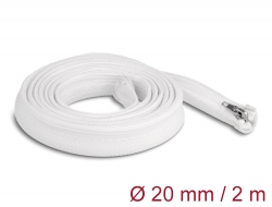 20827 Delock Braided Sleeve with zip fastener heat-resistant 2 m x 20 mm white