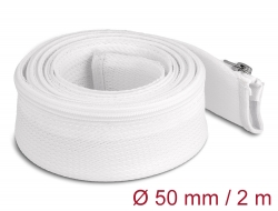 20829 Delock Braided Sleeve with zip fastener heat-resistant 2 m x 50 mm white