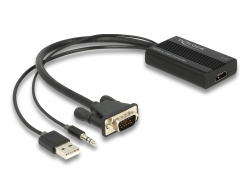 64172 Delock Adapter HDMI-VGA ze złączem audio 25 cm