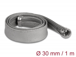 20825 Delock Braided Sleeve with zip fastener heat-resistant 1 m x 30 mm grey