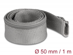 20826 Delock Braided Sleeve with zip fastener heat-resistant 1 m x 50 mm grey