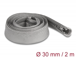 20831 Delock Braided Sleeve with zip fastener heat-resistant 2 m x 30 mm grey